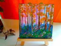 Peinture à l'huile au couteau. "La Forêt de Fontainebleau"