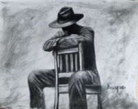 Her Eyes Held the World...Charcoal drawing. Dessin au fusain