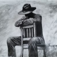 Her Eyes Held the World...Charcoal drawing. Dessin au fusain