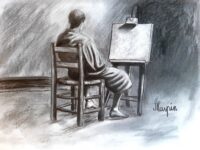 Souvenir". Dessin au fusain. Drawing charcoal art. Chairs in Silence – Collection