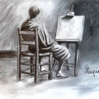 Souvenir". Dessin au fusain. Drawing charcoal art. Chairs in Silence – Collection