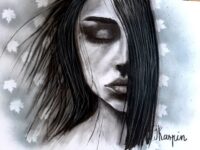 Silence d'automne. Dessin au fusain