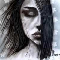 Silence d'automne. Dessin au fusain