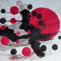 Red Absences. Red and Black Ink Drawing