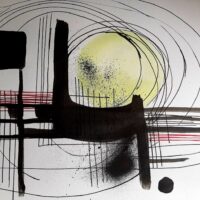 A sleeping Sun, AbstractArt. ModernArt. InkAndWatercolor