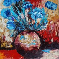 Poeticart.  Impasto.  Paintingonwood. Paletteknifepainting. Le Tonnerre. “The Thunder”.