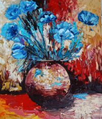 Poeticart.  Impasto.  Paintingonwood. Paletteknifepainting. Le Tonnerre. “The Thunder”.
